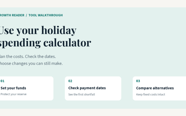 Holiday Spending Calculator guide: set funds, check payment dates and compare affordable alternatives.